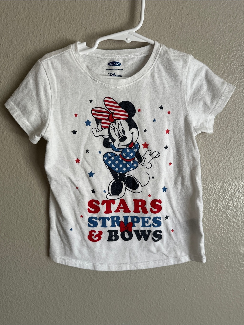 Disney X Old Navy Minnie Mouse short sleeve white t-shirt USA Stars and Stripes